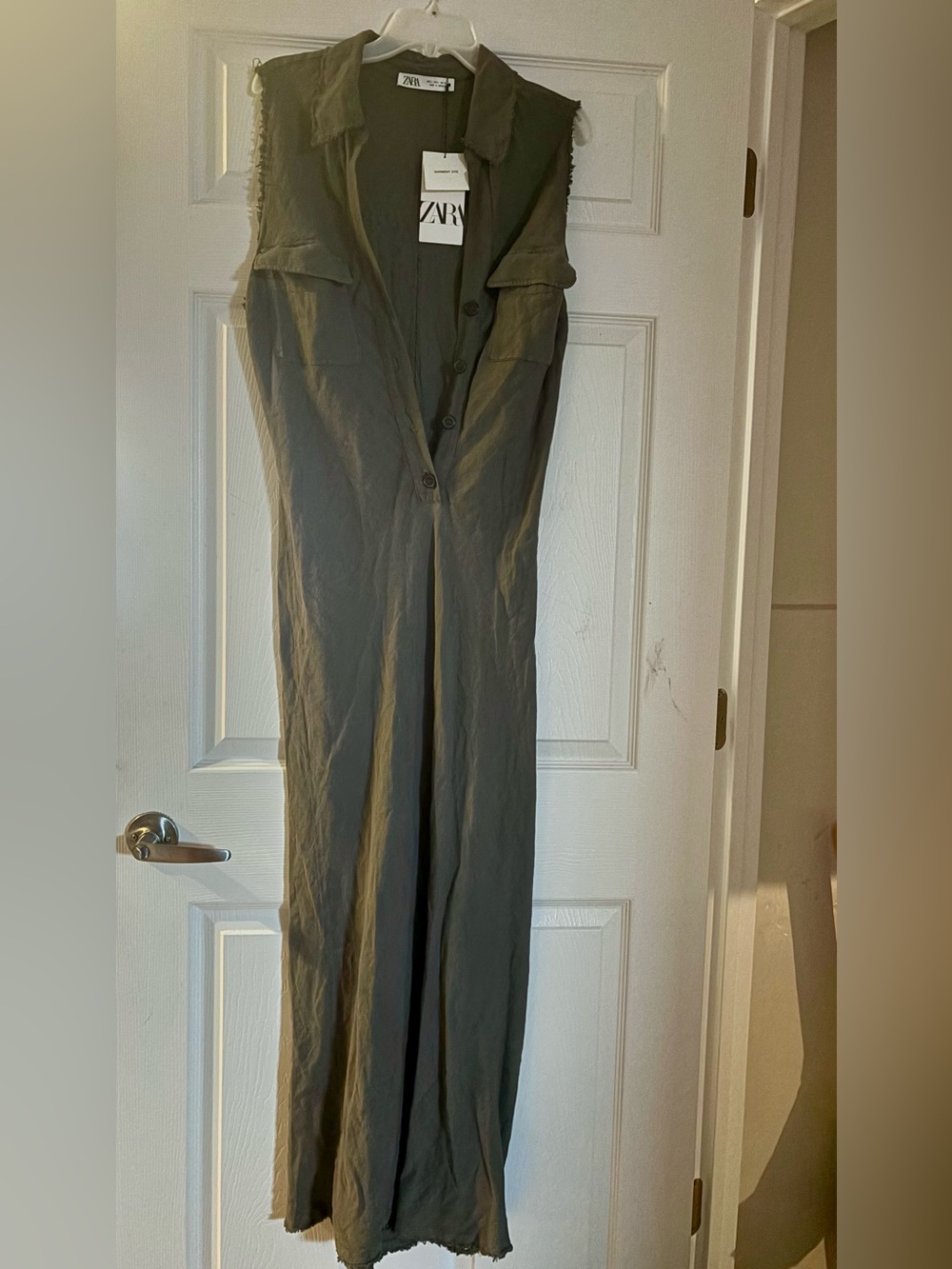 Zara grey linen Sleeveless long dress
